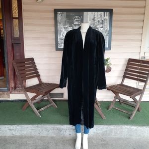 MODA IN Velvet Long Black Trench Coat Size Small